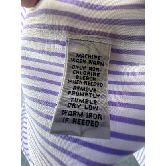 Ralph Lauren Custom Fit White with Purple Stripes Sz 16.5 - 32/33 - 100% Cotton - Picture 5 of 6